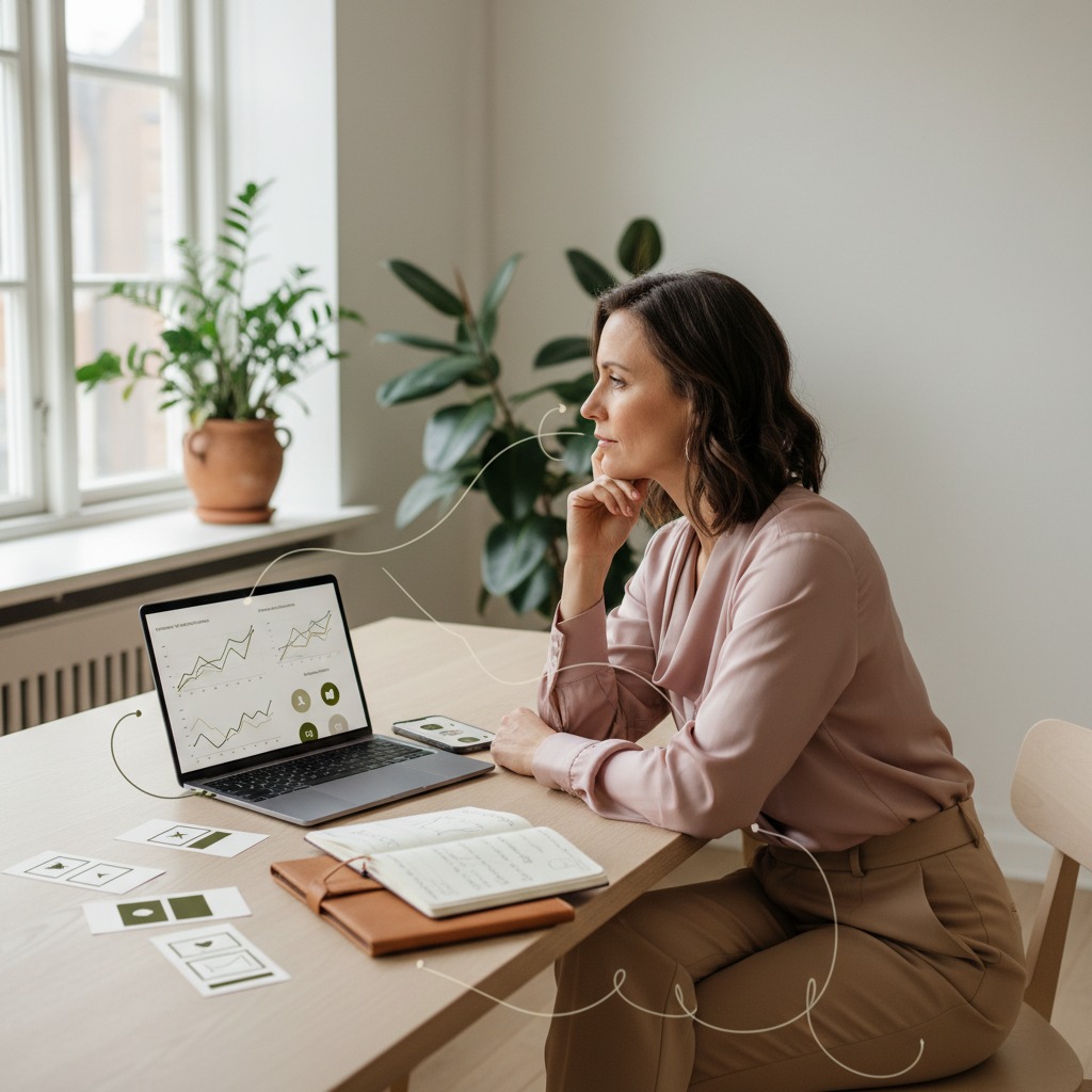 Entreprenör som arbetar med digital strategi vid skrivbord